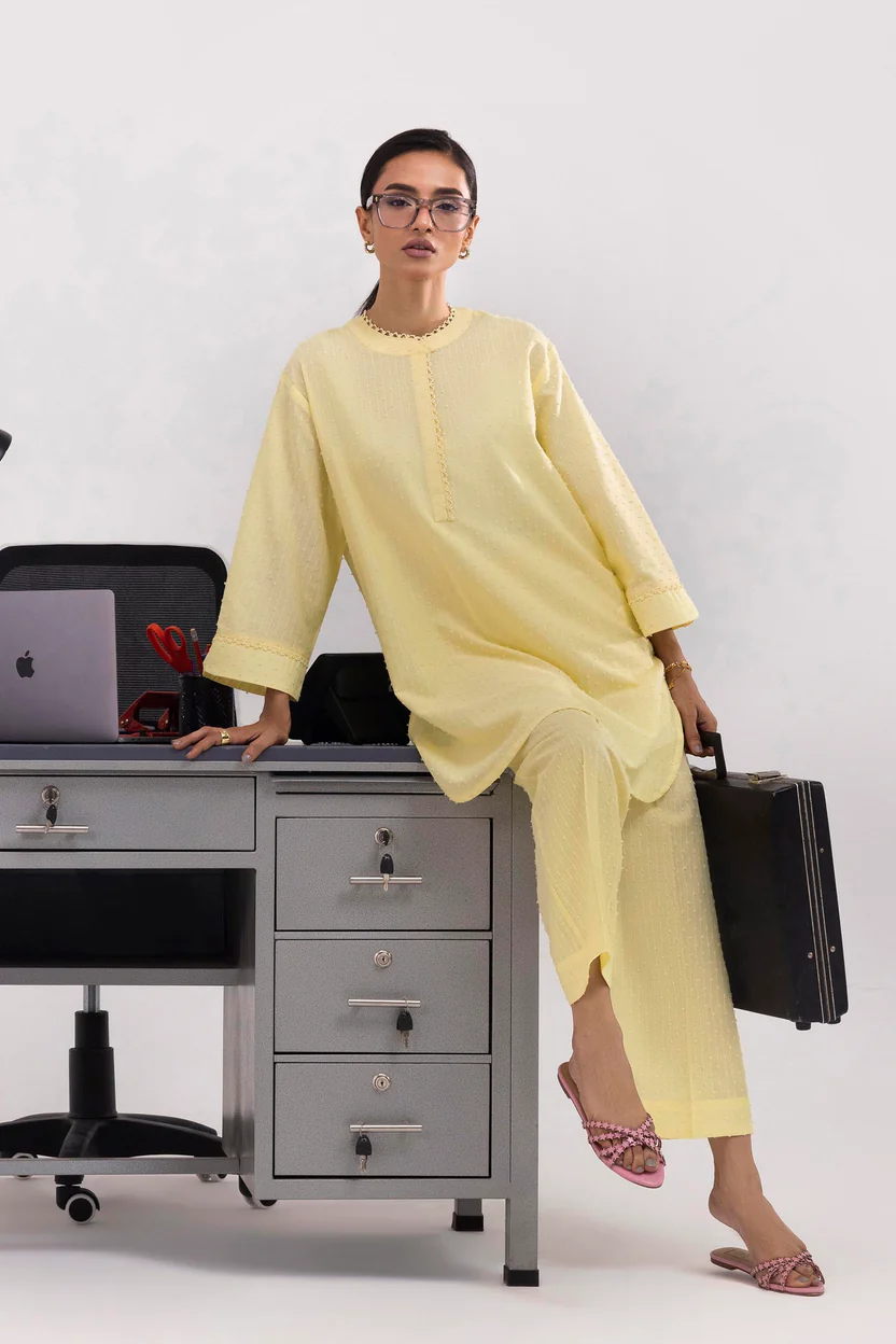 Yellow Linen Loose Style Women's Traditional Dress - Image 2