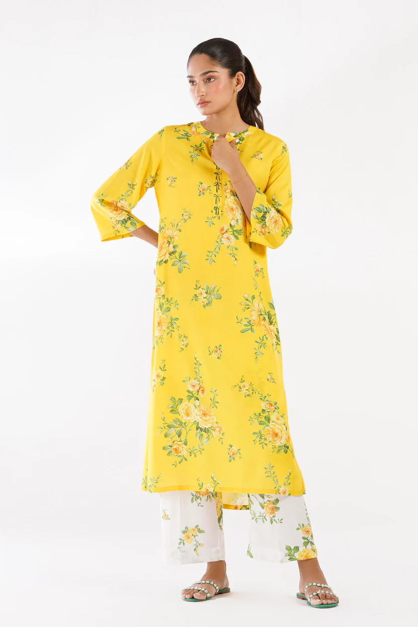 Yellow Linen Shirt with Matching Culotte for Women