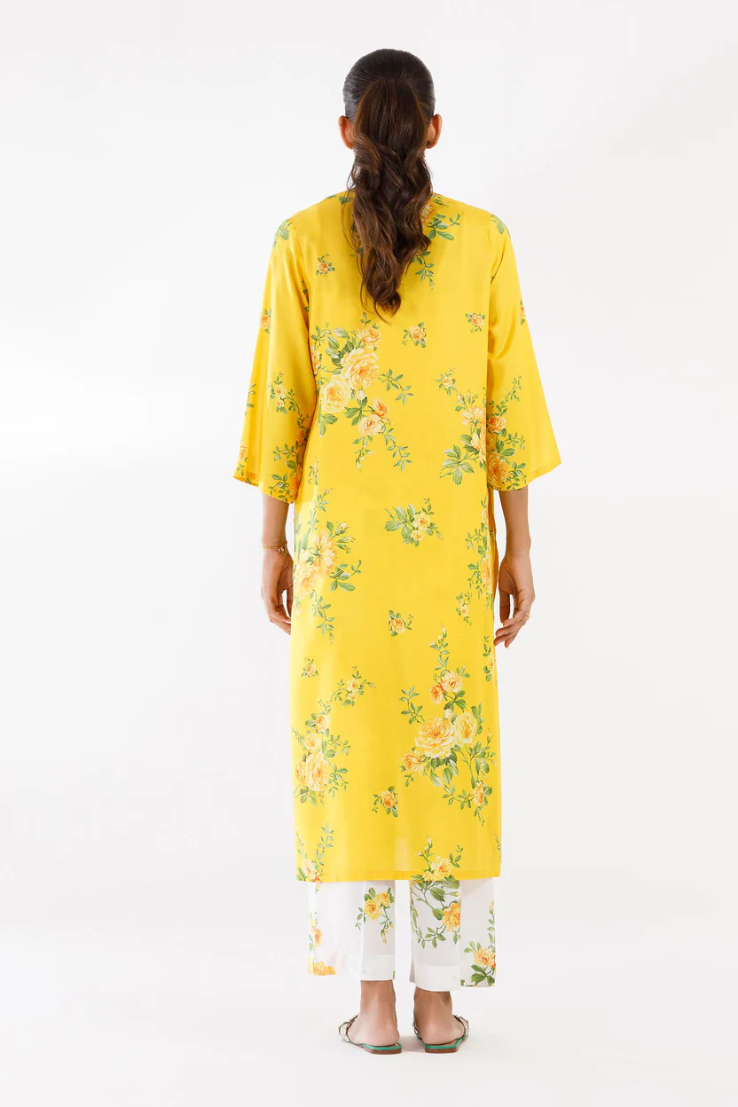 Yellow Linen Shirt with Matching Culotte for Women - Image 2