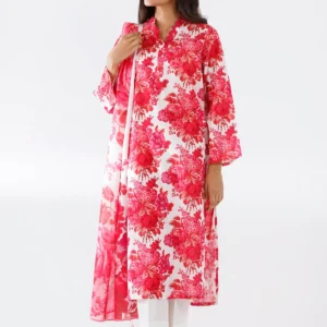 Off White Magenta Lawn Basic Women Dress Style
