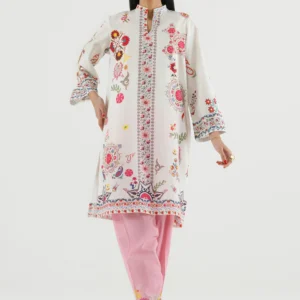 Off White Lawn Suit with Printed Skinny Shalwar
