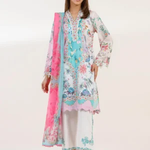 Multi Lawn Suit with Printed Dupatta & Cotton Bottom