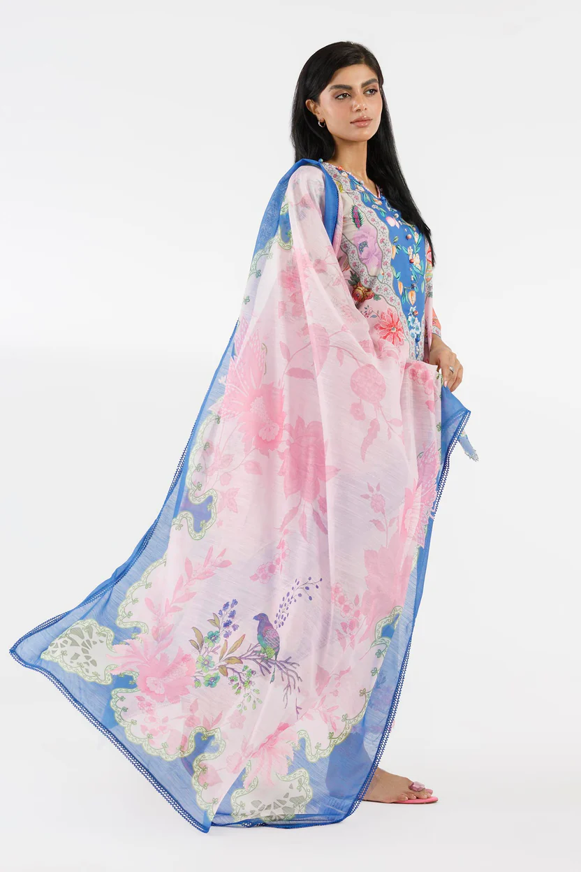 Multi Color Lawn Suit with Printed Dupatta Set - Image 2