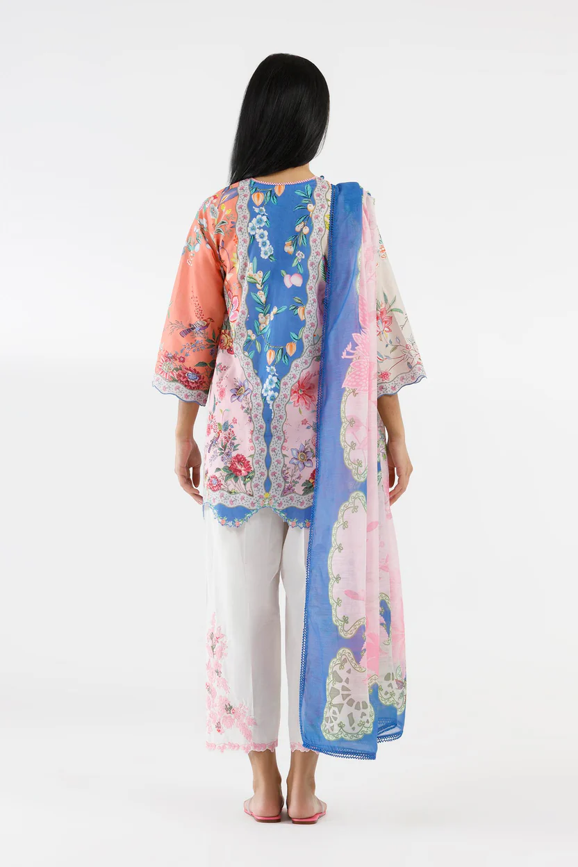 Multi Color Lawn Suit with Printed Dupatta Set - Image 5