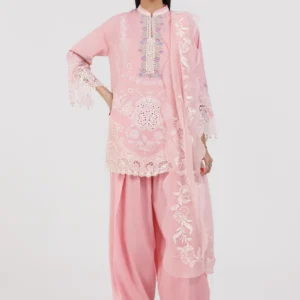 Pink Embroidered Lawn Suit with Zuri Shalwar Set