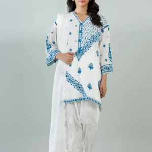 White Mahay Lawn Boxy Shirt with Skinny Shalwar