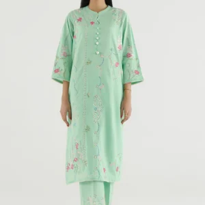 Mint Green Lawn Suit with Culotte Elegant Wear
