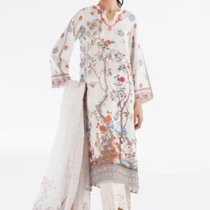 Off White Crepe Suit with Satin Silk Dupatta Set