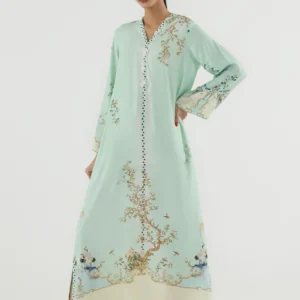 Aqua Raw Silk Basic Women's Traditional Dress Set