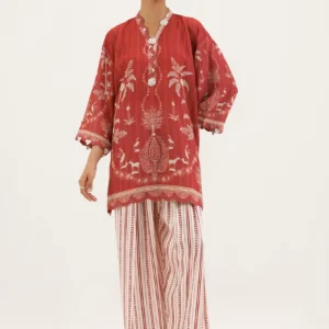 Maroon Crepe Loose Style Women's Traditional Dress